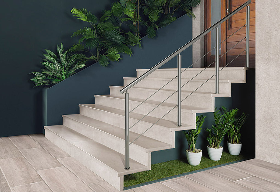 Peldaño de escalera Concrete White Amgiente